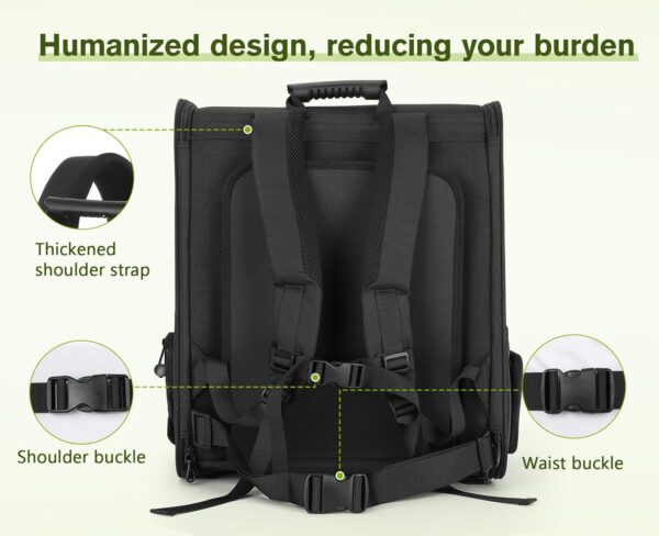 Pecute Pet Carrier Backpack Expandable,Portable Breathable Rucksack with Mesh Opening-Visible Acrylic-Safety Belt-Pockets, Extendable Back More Space Great For Carrying Puppy Cats (Black) - Image 7