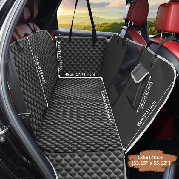KYG Dog Car Seat Cover Hammock Dog Seat Cover with Mesh Window Durable Scratch Proof And Waterproof Car Rear Seat Protection Cover Pet Car Seat Cover For Cars/Trucks/Suv 135 X 140cm - Image 3