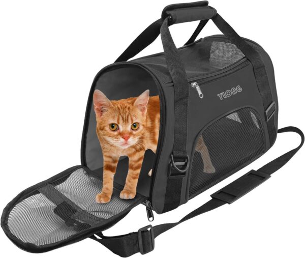 YLONG Cat Carrier Airline Approved Pet Carrier,Soft-Sided Travel for Cats Dogs Puppy Comfort Portable Foldable Bag,Airline (S, BLACK) - Image 7