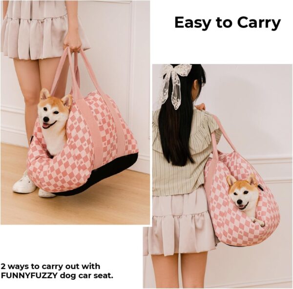 FUNNYFUZZY Dog Car Seat, Dog Car Bed (Pink, Two Seats - 2 Dog leashes) - Image 5
