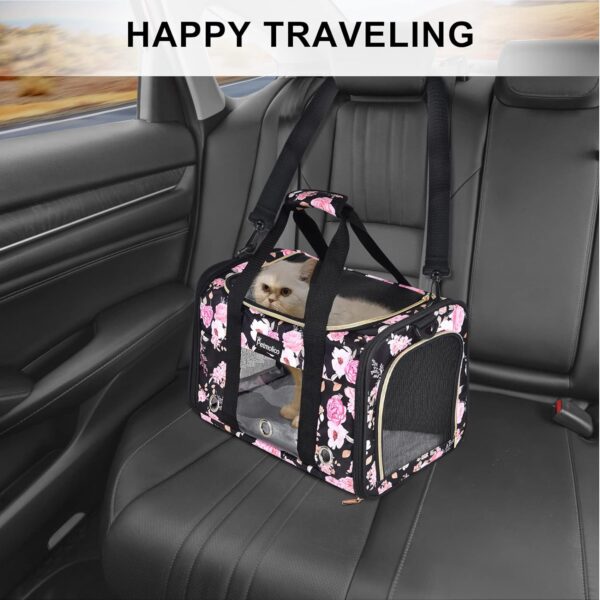 Petmolico Cat Carrier Dog Carrier, Airline Approved Soft Pet Travel Carrier with 3 Open Doors Mesh Windows for Cats Puppy 16 lbs, Pink Peony - Image 7