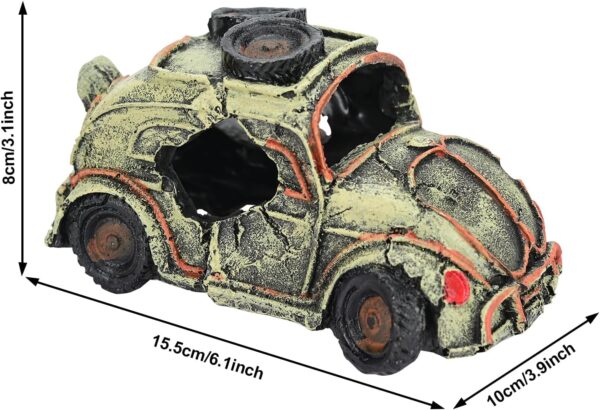 TOWEAR Aquarium Ornament Fish Tank Resin Car Ornament Decorations Imitation Car Wreck Decor Mysterious Underwater World Aquarium Accessories (Car) - Image 3