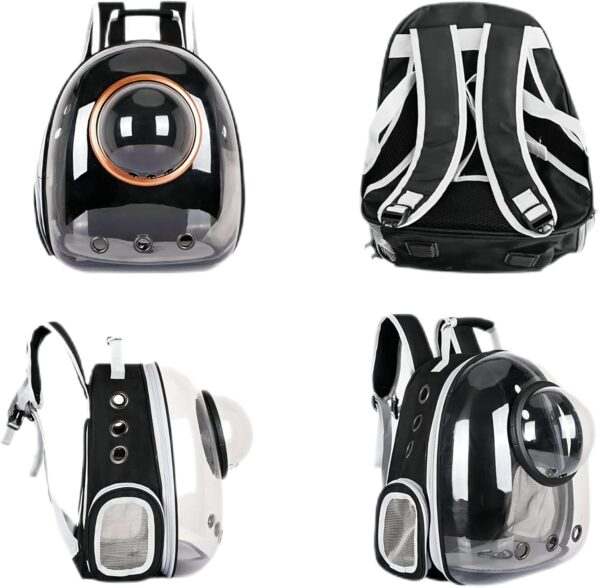Sipobuy Pet Space Capsule Backpack, Small Medium Cat Puppy Dog Carrier, Transparent Breathable Heat Proof, Pet Carrier for Travel Hiking Walking Camping (Black) - Image 5