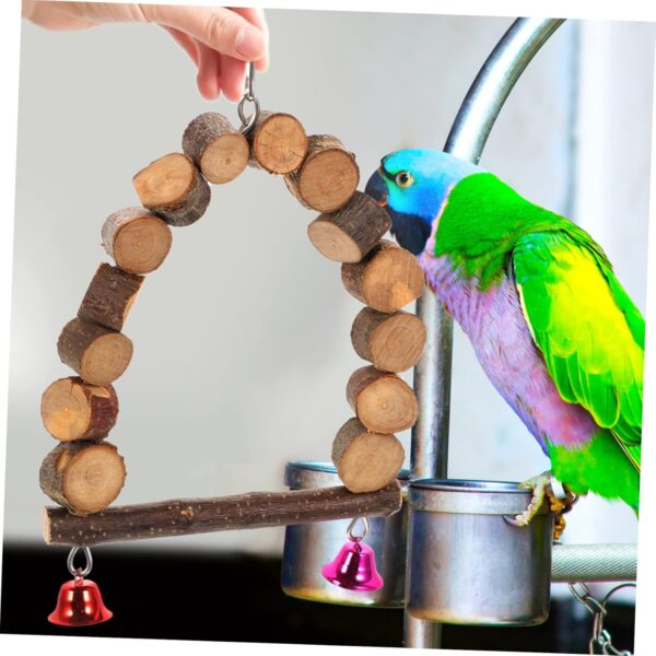 Yardwe 4 Sets Parrot Chewing Toy Bird Perch Parrot Toys Parrot Hanging Toys Bird Parakeet Toys Parrot Perches for Large Birds Parakeet Cage Accessories Bird Stand Bird Supplies Wooden Pet - Image 4