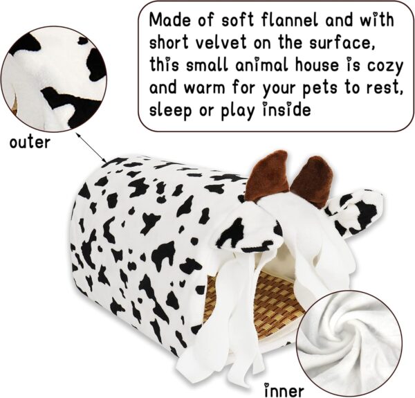 Guinea Pig Hideout Tunnel House, Small Animal Tube Cage Hut, Cute Cow Habitat Decor Accessories with Washing mat for Guinea Pig Hamster Chinchilla Dwarf Rabbit Hedgehog Squirrel Sleep Rest Play - Image 5