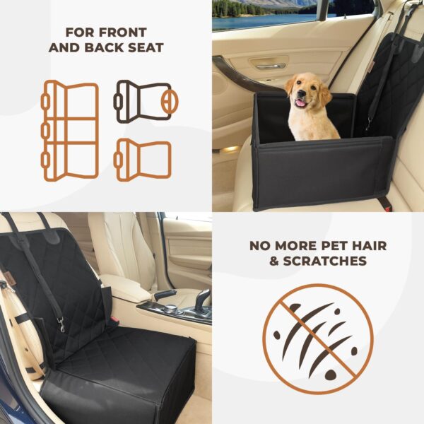 Extra Stable Dog Car Seat - Robust Car Dog Seat or Puppy Car Seat for Small to Medium-Sized Dogs - Reinforced Walls and 3 Belts - Waterproof Pet Car Seat for Back and Front Seat (Black) - Image 4