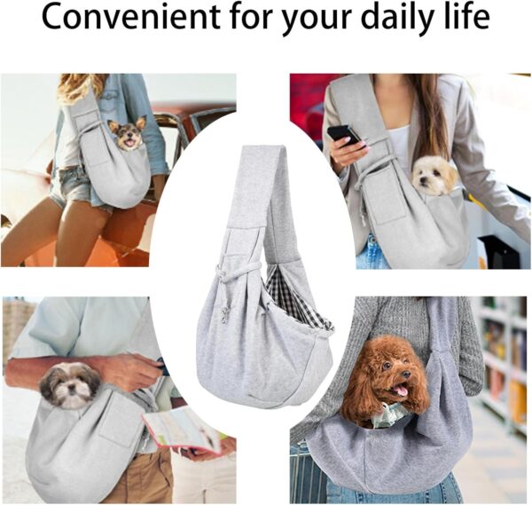 Dog Carry Sling, Pet Carriers for Dogs, Puppy Sling Carrier Small Dog, Small Pet Sling Carrier-Hands Free, Safety Belt Carrier for Small Dogs Outdoor Walking Travel Shopping Grey - Image 6