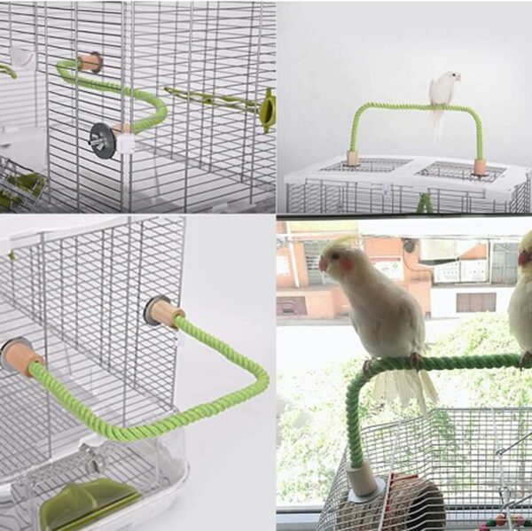 Bird Perch-Parrot/Parakeet/Parakeet Cage Rope Bungee Toys Light Green (55cm) - Image 2