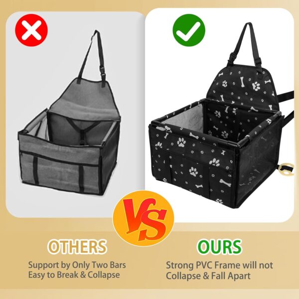 Dog Car Seat Foldable Dog Car Booster Seat Upgrade Puppy Pet Seat Waterproof Breathable Oxford Travel Bag with 12 PVC Tubes for Small to Medium Dogs, Puppies and Pets Black-A - Image 6
