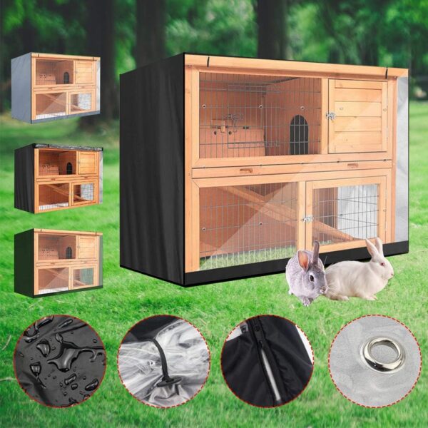 Oriental riverkit Rabbit Hutch Cover Double Decker Rabbit Hutch, Dustproof, Pet Hutch Covers, Rabbit House Accessories, Moisture Resistant, Waterproof, 210D Oxford, 122 * 50 * 105cm (black) - Image 2