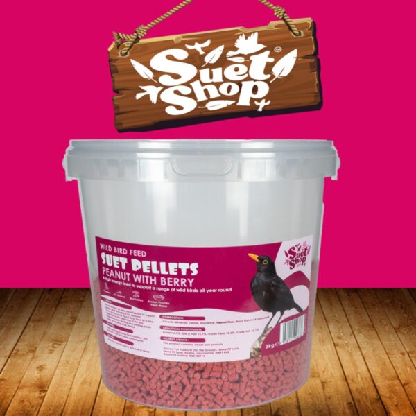 Suet Shop, Wild Bird Food Berry Flavoured Suet Pellets, High in Energy & Protein 3kg - Image 2