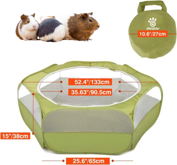 VavoPaw Small Animal Kitten Playpen, Pet Exercise Fence Waterproof with Zippered Cover, Pet Cage Tent, Small Yard Fence for Guinea Pig, Cat, Rabbit, Hamster, Chinchillas, Hedgehogs, Avocado Green - Image 7