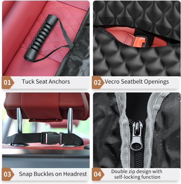 KYG Dog Car Seat Cover Hammock Dog Seat Cover with Mesh Window Durable Scratch Proof And Waterproof Car Rear Seat Protection Cover Pet Car Seat Cover For Cars/Trucks/Suv 135 X 140cm - Image 6