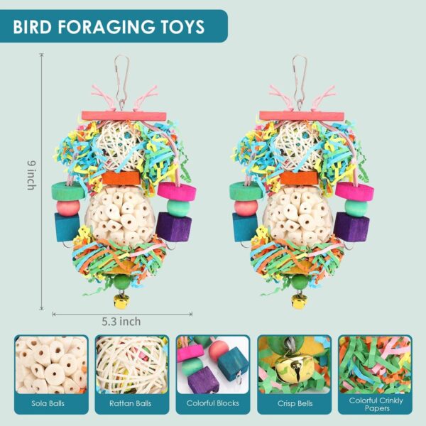 BBjinronjy Bird Toys Conure Toys Hanging Natural Soft Sola Ball Beak Chew Shred Forage Toys for Parrots,Cockatiel,Conure,Love Birds,Parakeets,Budgie and Other Small Birds (Girls) - Image 3