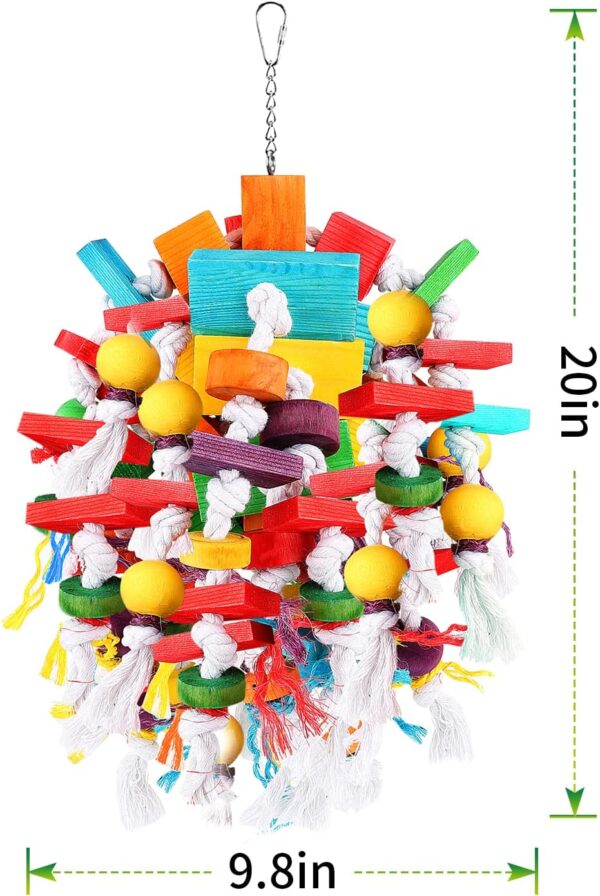 Bird Parrot Chewing Toys，Multicolored Wooden Blocks Tearing Toys with Wood Beads,Best Bird Toys for African Grey Parrot 、Macaws、Cockatoos and a Variety of Amazon Parrots - Image 6