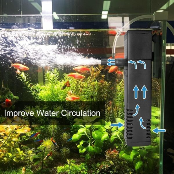 BayBerry Fish Tank Filter Internal Fish Tank Filter Adjustable Aquarium Fish Tank for 60L Aquarium Filter Pump Cleans Water Submersible Fish Tank Water Pump Air Pump - Image 3