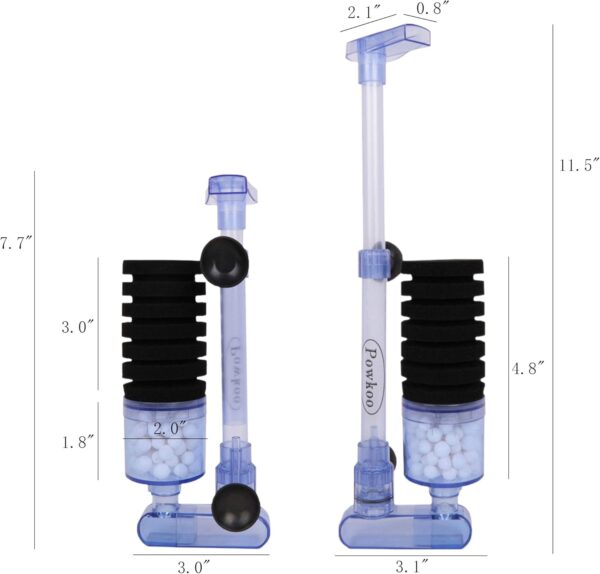 Powkoo Aquarium Air Filter Fish Tank Shrimp Breeding Fry Sponge Filter with Media (Black) - Image 3