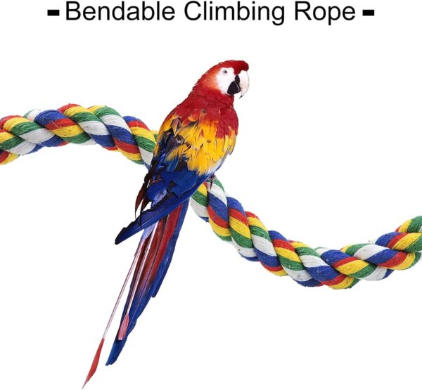 Bessy shop Bird Rope Perches, Parrot Climbing Rope Colorful Climbing Rope Swing Toys with Bell and Hanging Clip Bird Rope Bungee Toy for Birds Budgies Parakeets - Image 5