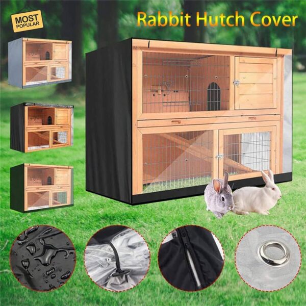 NOGRAX 3PCS Universal Rabbit Hutch Cover, Thickening Small Animals Hutch Cover, Waterproof Rabbit Cage Dust Cover, 210D Oxford Fabric, 48 x 19 x 41in - Image 2