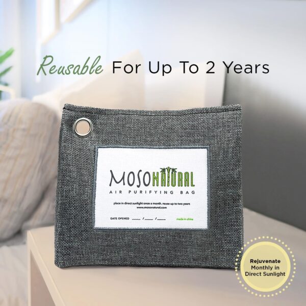 Moso Natural Air Purifying Bag 600g (2 Pack). A Scent Free Odour Eliminator for Kitchens, Bedrooms, Living Rooms, Pet Areas. Premium Moso Bamboo Charcoal Odour Absorber. Freestanding Design. - Image 6