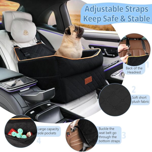 Dog Car Seat for Small Dogs, Memory Foam Dog Booster Seat for Dogs Under 35 lbs, Detachable & Washable Dog Car Seat for Front & Back Seats, Elevated Pet Car Seat with Storage Pockets - Image 3