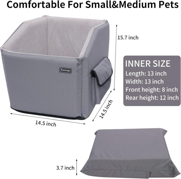 Memory Foam Booster Dog Car Seat for Small Dogs, Elevated Dog Booster Seat with Washable Removable Cover, Dog Car Seat Bed with Pocket, for Front Seats and Back Seats - Image 2