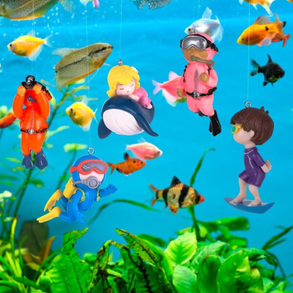 Radsocken 5Pcs Fish Tank Decorations, Diver Fish Ornament, Mini Fish Tank Ornaments Aquarium Decorations Cute surfing whale elements Floating with Water Balloons - Image 6