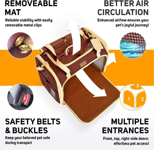 PetProved Pet Carrier Dog Carrier for Small Medium Dogs Large Cat Carrier Bag Pet Carriers for Cats Pet Carriers for Dogs Cat Bag Travel Carrier Small Dog Car Carrier Bag Foldable Pet Carrier - Image 2