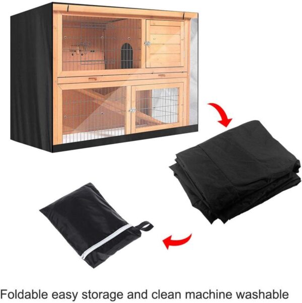 EVTSCAN Upgrade Rabbit Hutch Rabbit Cage Cover Indoor, Bunny Hutch with Run Outdoor Rabbit House, Dust-Proof Cover Accessory for Poultry Cage(Black) - Image 3