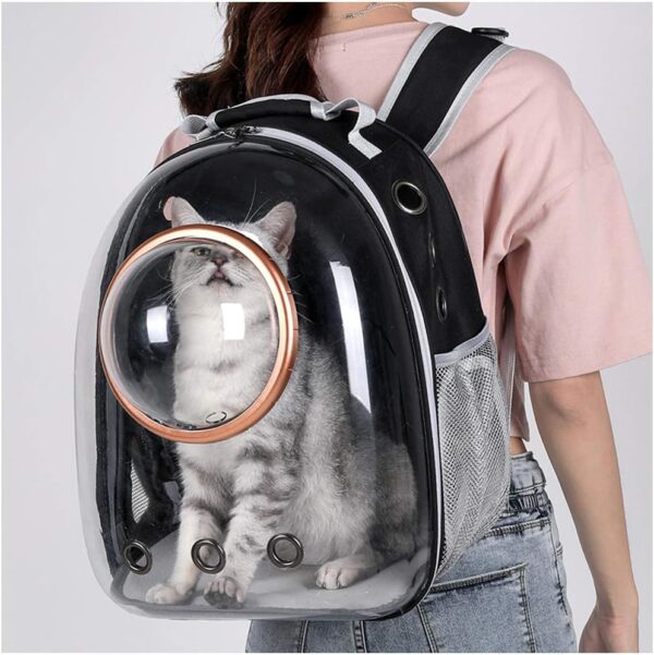 Sipobuy Pet Space Capsule Backpack, Small Medium Cat Puppy Dog Carrier, Transparent Breathable Heat Proof, Pet Carrier for Travel Hiking Walking Camping (Black) - Image 7