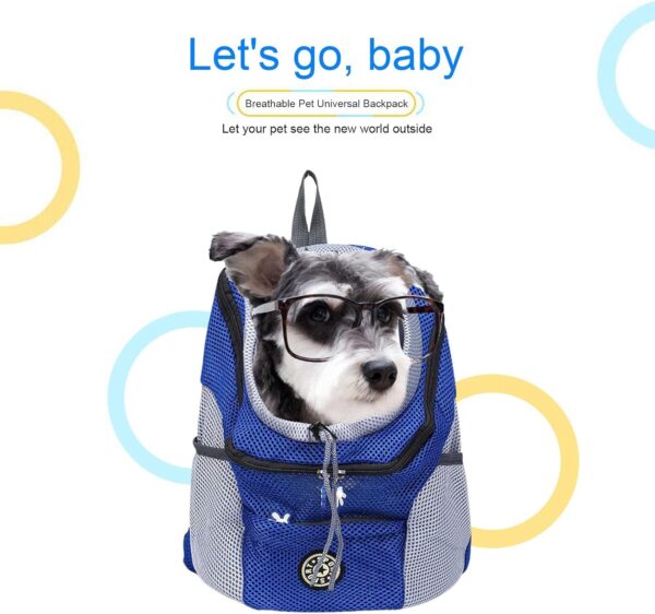 meimiao Portable Pet Travel Backpack, Breathable Mesh Double Shoulder Pet Carrier Bag, with Small Dogs Cats Puppy Head Out Design, for Hiking Trip Shopping Outdoor Use, Pets Supplies - Image 4