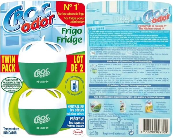 Fridge Deodoriser Croc Odor 2 x 2 pack | 4 x 33g Fridge Odour eliminator - Image 2