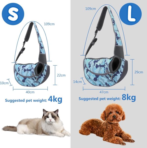 PETCUTE Pet Sling Carrier,Hands-free Small Pet Pouch Bag,Breathable Cat Dog Carrier Bag,Front Pocket,Shoulder Tote Bag for Small Animals,Dog,Cat,Outdoor Travel,Walking,Hiking,Blue,S - Image 7