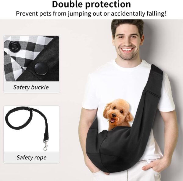 Sarsumir Dog Carrier Bag Dog Sling, Hand Free Pet Carrier for Small Medium Cat Dog, Puppy Carrier with Adjustable Shoulder Strap Puppy Sling for Travel Walking Shopping, Black - Image 3