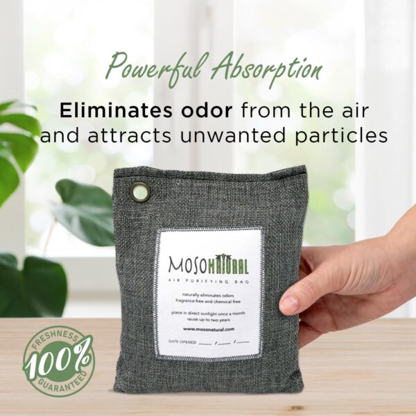 Moso Natural Air Purifying Bag 200g (4 Pack). A Scent Free Odour Eliminator for Cars, Closets, Bathrooms, Pet Areas. Premium Moso Bamboo Charcoal Odour Absorber. (Charcoal Grey) - Image 2