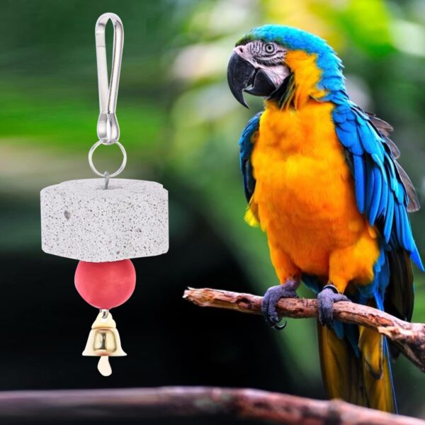 JNAWA 3Pieces Bird Teeth Grinding Chew Treats Toy with Bell Beak Grinding Stones Toys Parrot Cages Training Hanging Chew Toys Bird Cage Accessories for Parakeets Lovebirds - Image 4