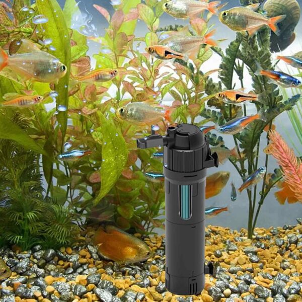 Ormromra Internal Fish Tank Filter, UV Aquarium Filter Pump, 500 L/H Water Pump Filter, Adjustable Filter Pump for Aquarium, Fish Tank, Turns Green Water to Clear - Image 3