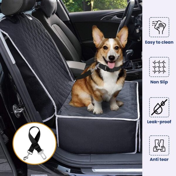 ADOV Dog Booster Seat, Waterproof Pet Car Seat Cover for Small to Medium Dogs, Extra Stable Reinforced Walls and Scratch Proof Travel Carrier Cage, Non-Slip Front or Back Seat Protector - Image 2