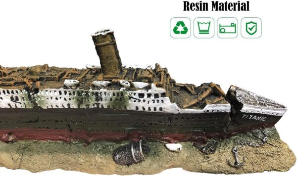 SLOCME Aquarium Titanic Shipwreck Decorations - Resin Material Ship Decorations，Fish Tank Sunken Ship Ornament Aquarium Environment Friendly Decorations - Image 2