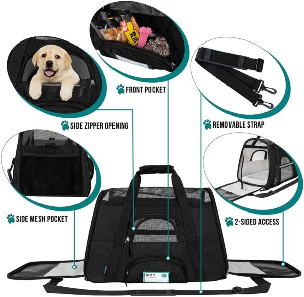 PetAmi Airline Approved Pet Carrier for Cat, Soft Sided Dog Carrier for Small Dogs, Cat Travel Supplies Accessories for Indoor Cats, Ventilated Pet Carrying Bag Medium Large Kitten Puppy, Large Black - Image 3