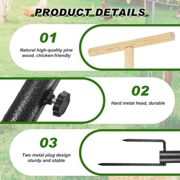 Chicken Perch for Coop - Outdoor Poultry Chicken Stand Perch Toy,Playground Birds Training Branch Perch with Ground Plug for Cockatiels, Parrots, Turkeys, Hens, Lovebirds - Image 8