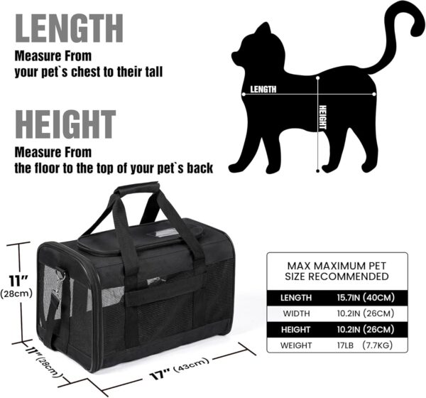 HITSLAM Pet Carrier Cat Carrier Soft Sided Pet Travel Carrier for Cats, Small dogs, Kittens or Puppies, Collapsible,Durable,Airline Approved,Travel Friendly (M) - Image 2