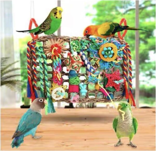 LIANRISES Bird Toys Budgie Toys And Accessories Cockatiel Toys Bird Toys For Caged Birds Parrot Toys Bird Cage Toys Lovebrid Shredding Seagrass Foraging Toys - Image 5