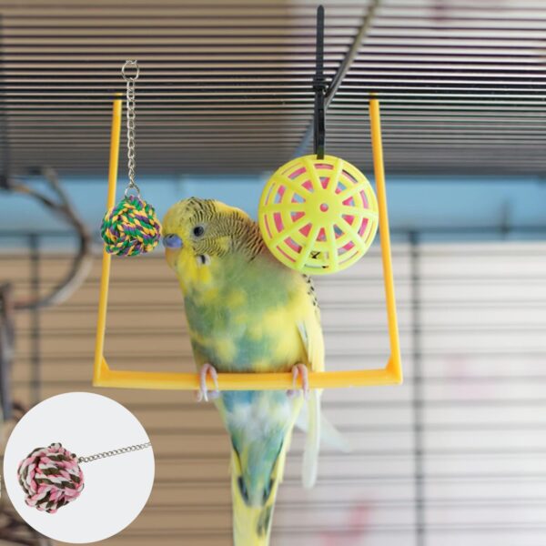 MEISH Parrot Knots Ball Rope Hanging Chain Parrot Toy Bird Chewing Toy Parakeet Cage Bite Toys Bird Foot Balls for Bird Parrot Budgie - Image 3