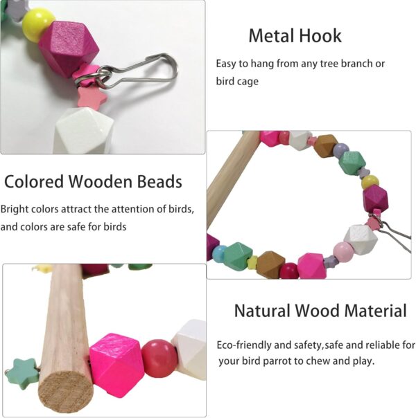 TeTupGa Wooden Bird Swing Perch Toys, Parrot Swing Hanging Standing Toy Playground Play Gym Bird Cage Toy for Parrots Parakeets Cockatiels Conure Budgies Small-Medium Birds - Image 5