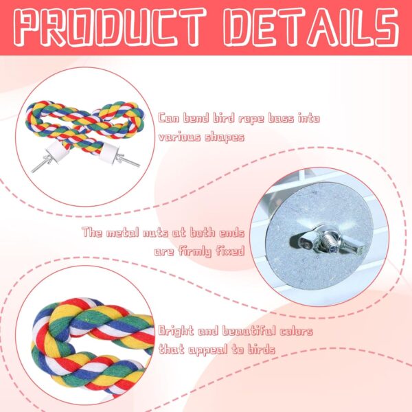 Parrot Rope,1 PCS Bird Perches Cage Rope,Parrot Perch Bird Toys Parrot Swing Chewing Standing Hanging Perch,Parrot Cotton Rope Climbing Rope Bird Playground Rope Perches,for Budgie Bath(31.5 Inches) - Image 3