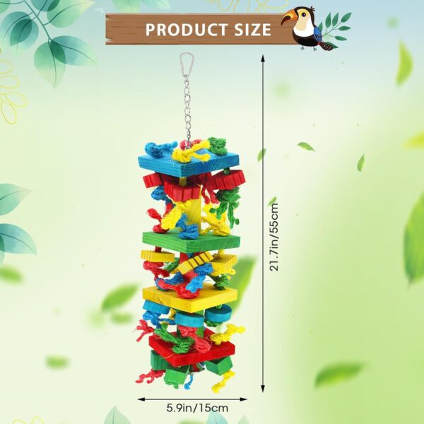 Bird Parrot Chewing Toys，Multicolored Natural Wooden Blocks Tearing Toys for Chewing,Climbing, Unraveling and Preening,Best Bird Toys for African Grey Parrot 、Macaws、Cockatoos and Amazon Parrots - Image 7