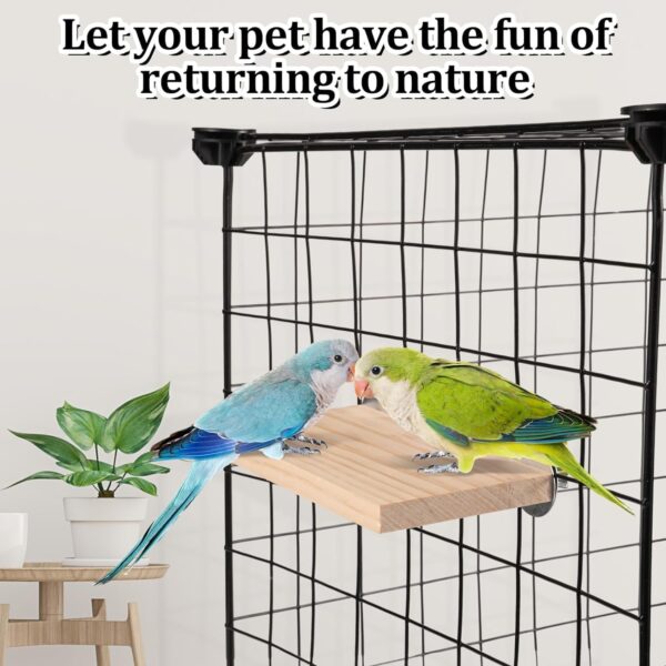 2Pcs Bird Platform Pet Platform Climbing Platform, Vibury Bird Cage Square Wooden Stand Parrot Perches Budgie Toys for Small Animals Budgies Chinchilla Hamster Parrot - Image 4