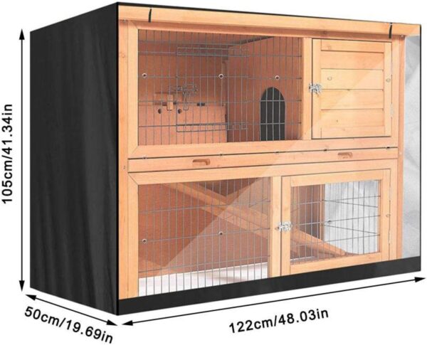 EVTSCAN Upgrade Rabbit Hutch Rabbit Cage Cover Indoor, Bunny Hutch with Run Outdoor Rabbit House, Dust-Proof Cover Accessory for Poultry Cage(Black) - Image 2