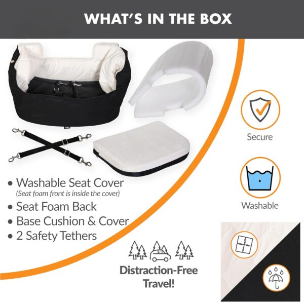 K&H Pet Products Bucket Booster Pet Seat - Dog Booster Seat Car Seat for Dogs & Cats Collapsible Small Black/Cream, 100546597 - Image 6